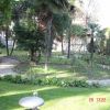 Giardino verde con alberi e sentieri curvi.